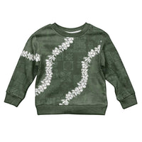Hawaii Aloha Kid Ugly Christmas Sweater Sage Quilt Patch Work Mix Plumeria Lei LT7 Kid Sage - Polynesian Pride