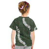 Hawaii Aloha Kid T Shirt Sage Quilt Patch Work Mix Plumeria Lei LT7 - Polynesian Pride