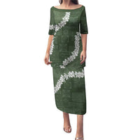 Hawaii Aloha Puletasi Sage Quilt Patch Work Mix Plumeria Lei LT7 Long Dress Sage - Polynesian Pride