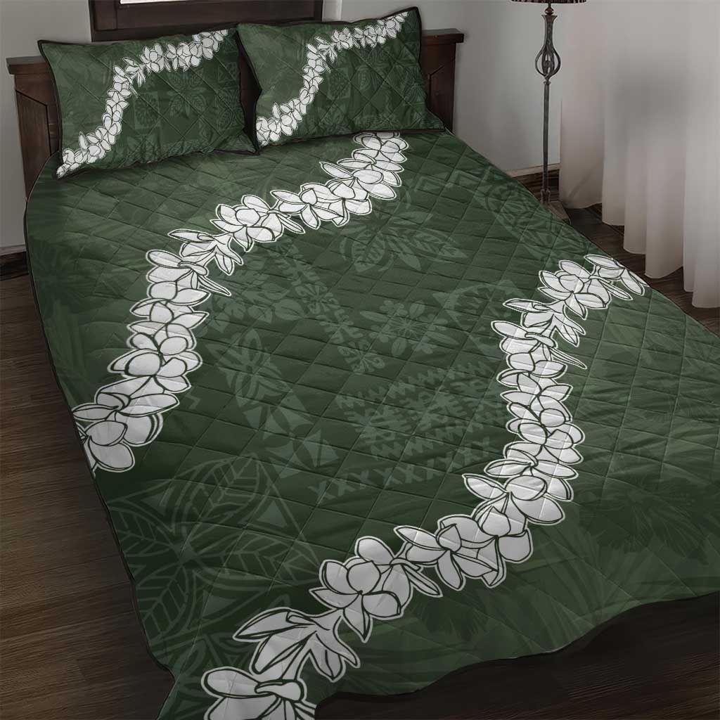 Hawaii Aloha Quilt Bed Set Sage Quilt Patch Work Mix Plumeria Lei LT7 Sage - Polynesian Pride