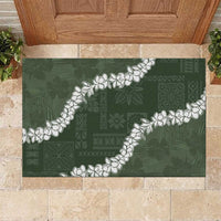 Hawaii Aloha Rubber Doormat Sage Quilt Patch Work Mix Plumeria Lei LT7 Sage - Polynesian Pride