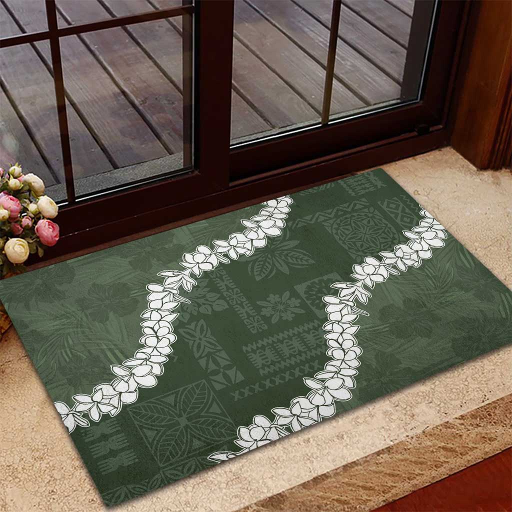 Hawaii Aloha Rubber Doormat Sage Quilt Patch Work Mix Plumeria Lei LT7 - Polynesian Pride
