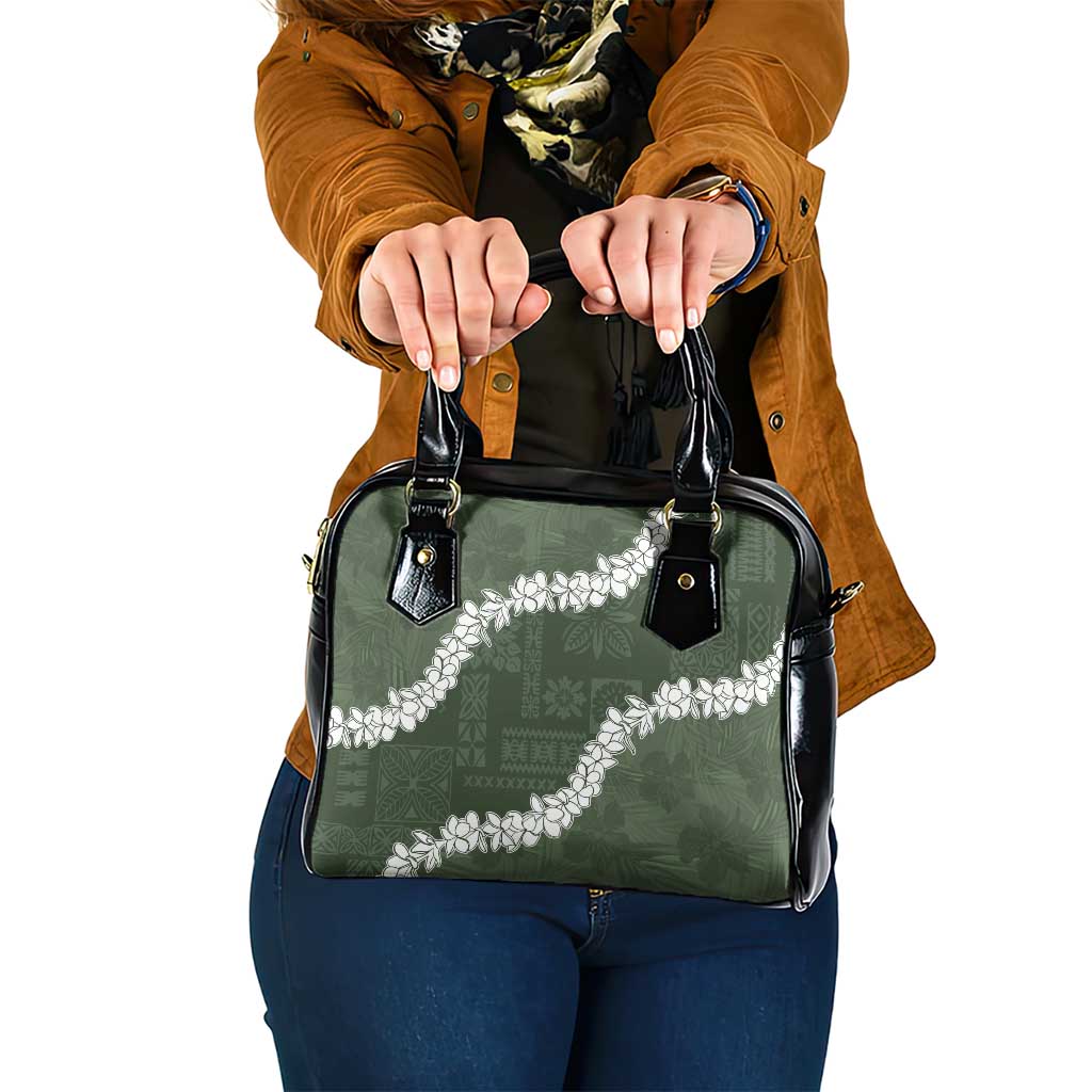 Hawaii Aloha Shoulder Handbag Sage Quilt Patch Work Mix Plumeria Lei LT7 One Size Sage - Polynesian Pride