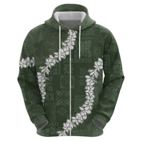 Hawaii Aloha Zip Hoodie Sage Quilt Patch Work Mix Plumeria Lei LT7 - Polynesian Pride