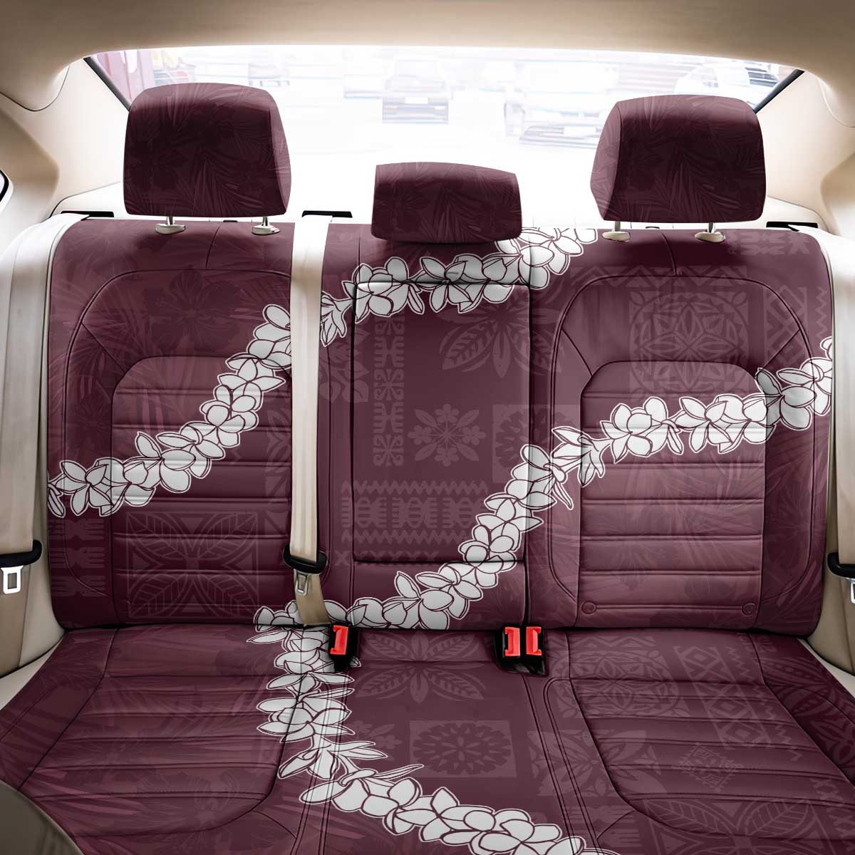 Hawaii Aloha Back Car Seat Cover Champange Quilt Patch Work Mix Plumeria Lei LT7 - Polynesian Pride