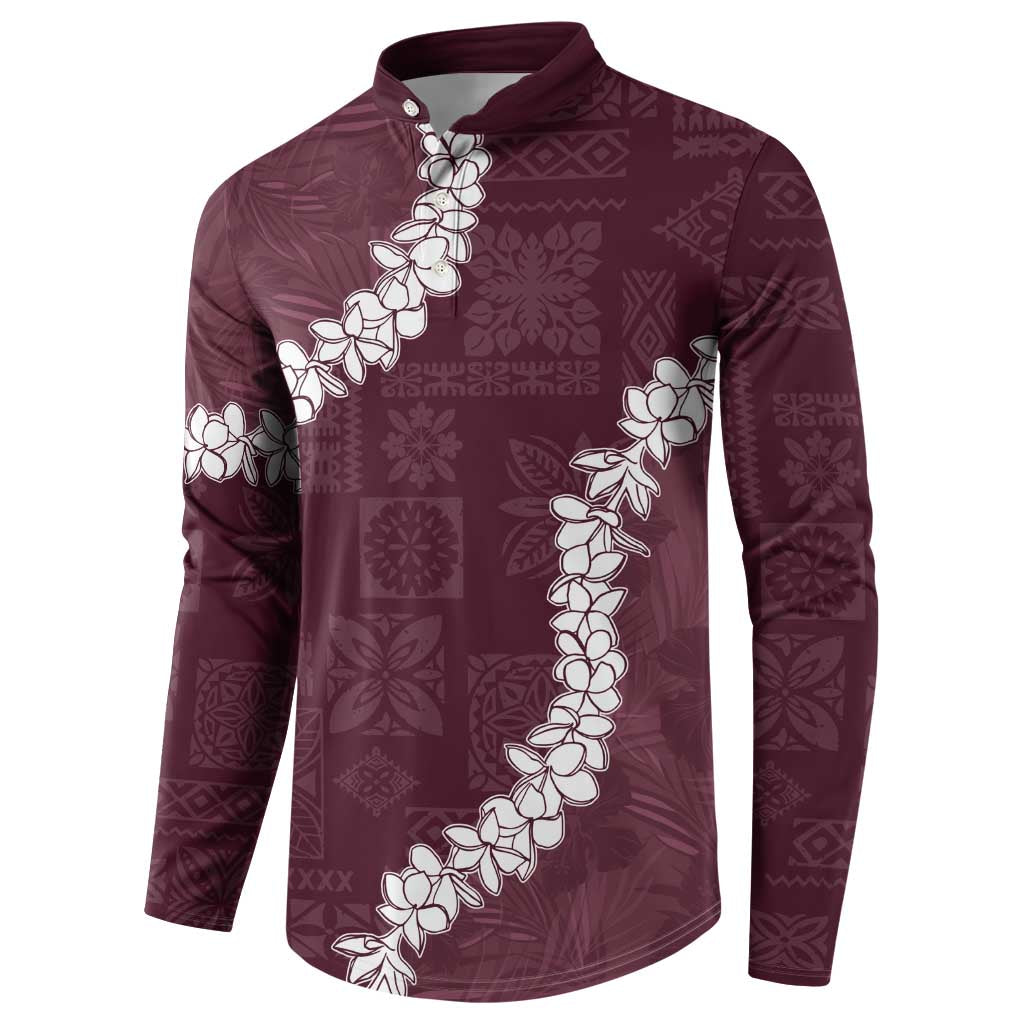 Hawaii Aloha Button Sweatshirt Champange Quilt Patch Work Mix Plumeria Lei LT7 - Polynesian Pride