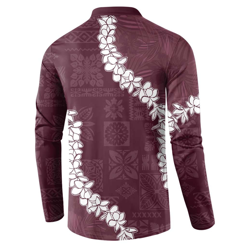 Hawaii Aloha Button Sweatshirt Champange Quilt Patch Work Mix Plumeria Lei LT7 - Polynesian Pride