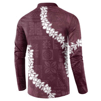Hawaii Aloha Button Sweatshirt Champange Quilt Patch Work Mix Plumeria Lei LT7 - Polynesian Pride