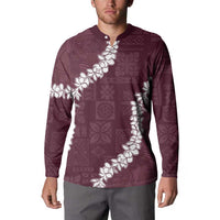 Hawaii Aloha Button Sweatshirt Champange Quilt Patch Work Mix Plumeria Lei LT7 - Polynesian Pride