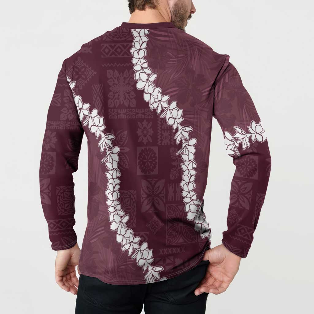 Hawaii Aloha Button Sweatshirt Champange Quilt Patch Work Mix Plumeria Lei LT7 - Polynesian Pride