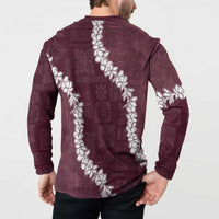 Hawaii Aloha Button Sweatshirt Champange Quilt Patch Work Mix Plumeria Lei LT7 - Polynesian Pride