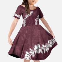Hawaii Aloha Kid Short Sleeve Dress Champange Quilt Patch Work Mix Plumeria Lei LT7 KID Champange - Polynesian Pride