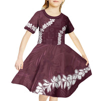 Hawaii Aloha Kid Short Sleeve Dress Champange Quilt Patch Work Mix Plumeria Lei LT7 - Polynesian Pride
