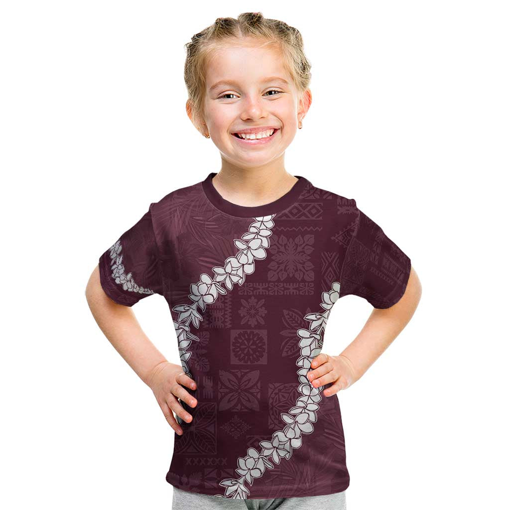 Hawaii Aloha Kid T Shirt Champange Quilt Patch Work Mix Plumeria Lei LT7 Champange - Polynesian Pride