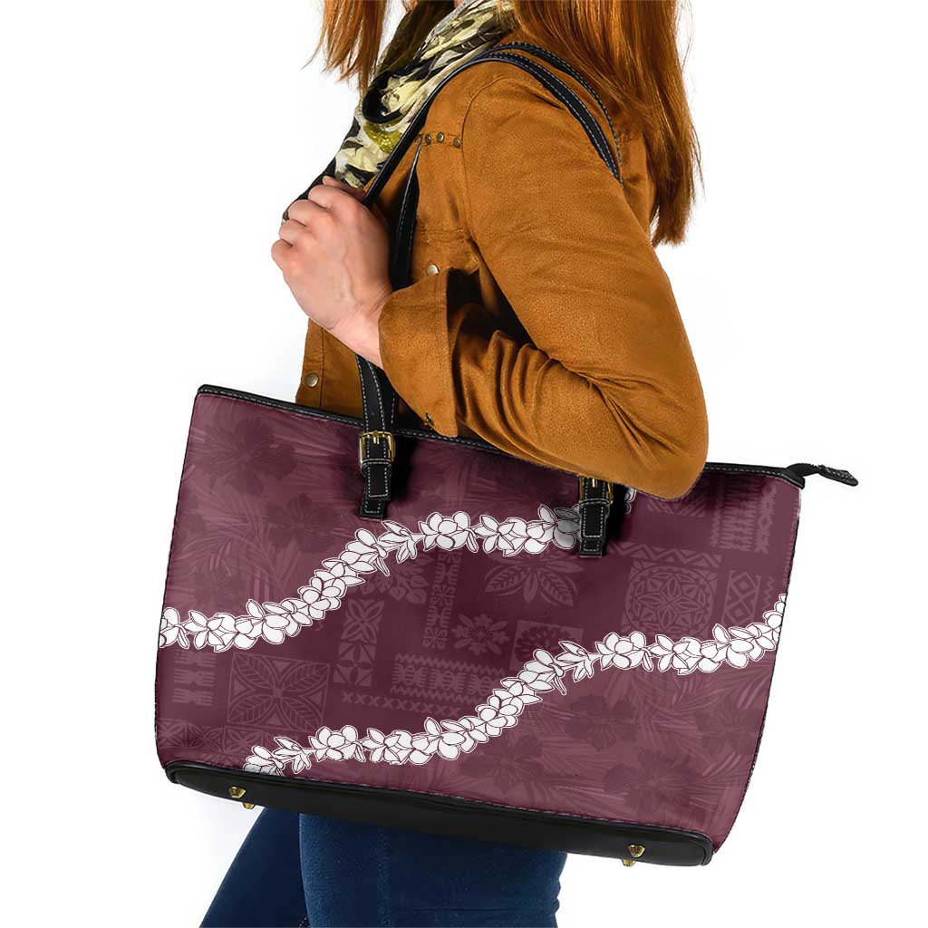 Hawaii Aloha Leather Tote Bag Champange Quilt Patch Work Mix Plumeria Lei LT7 Champange - Polynesian Pride