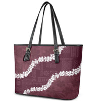 Hawaii Aloha Leather Tote Bag Champange Quilt Patch Work Mix Plumeria Lei LT7 - Polynesian Pride