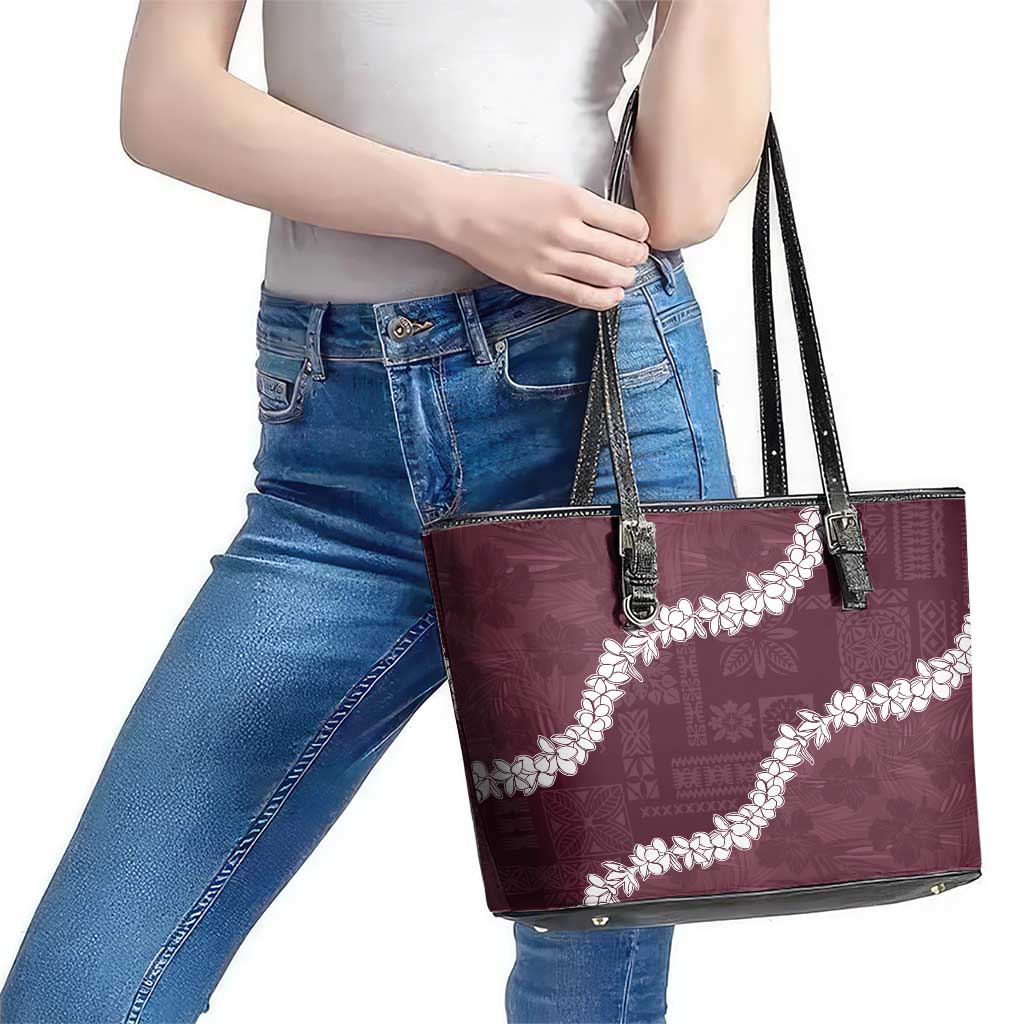 Hawaii Aloha Leather Tote Bag Champange Quilt Patch Work Mix Plumeria Lei LT7 - Polynesian Pride