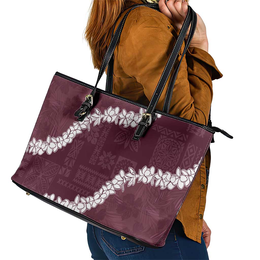 Hawaii Aloha Leather Tote Bag Champange Quilt Patch Work Mix Plumeria Lei LT7 - Polynesian Pride
