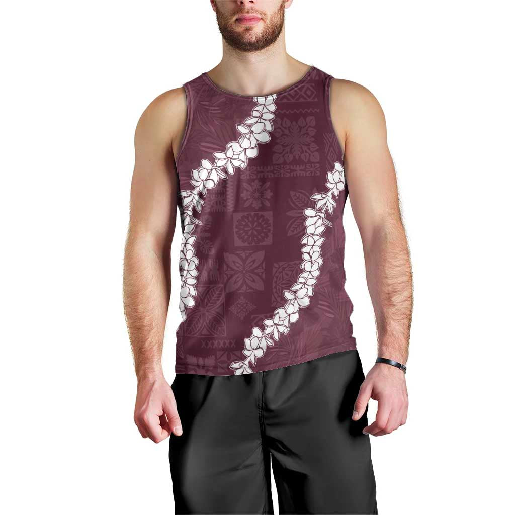 Hawaii Aloha Men Tank Top Champange Quilt Patch Work Mix Plumeria Lei LT7 - Polynesian Pride