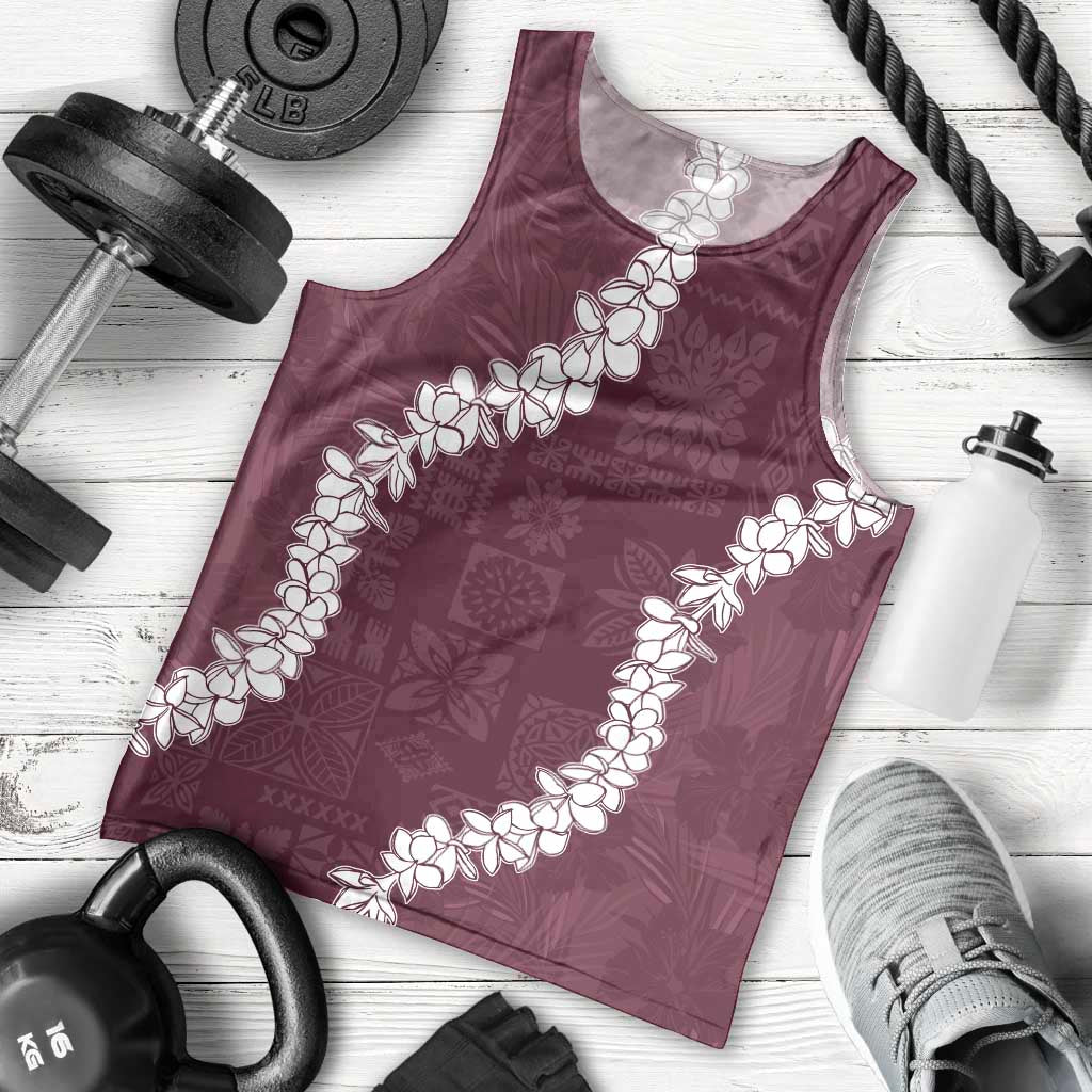 Hawaii Aloha Men Tank Top Champange Quilt Patch Work Mix Plumeria Lei LT7 - Polynesian Pride