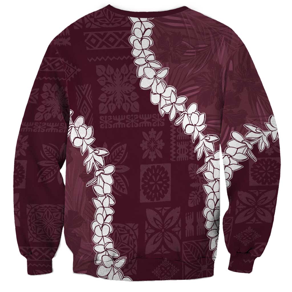 Hawaii Aloha Sweatshirt Champange Quilt Patch Work Mix Plumeria Lei LT7 - Polynesian Pride