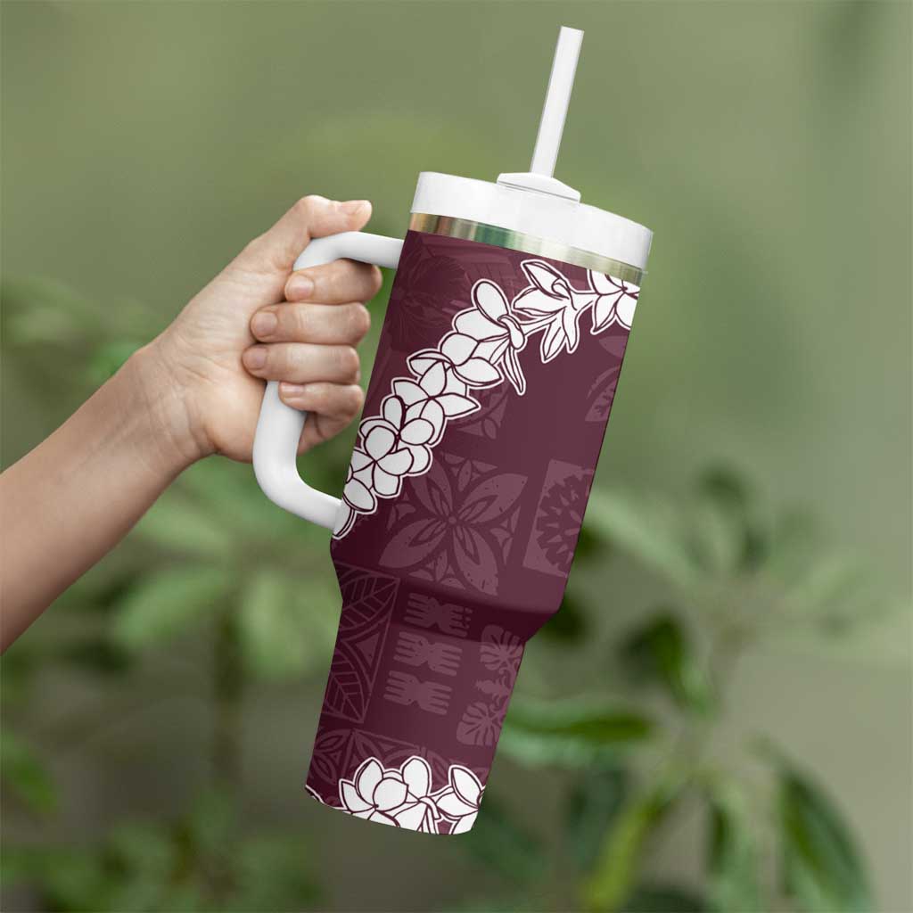 Hawaii Aloha Tumbler With Handle Champange Quilt Patch Work Mix Plumeria Lei