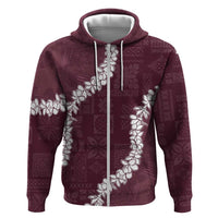 Hawaii Aloha Zip Hoodie Champange Quilt Patch Work Mix Plumeria Lei LT7 Zip Hoodie Champange - Polynesian Pride