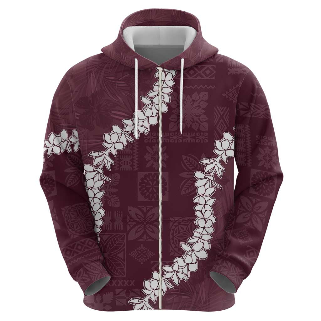 Hawaii Aloha Zip Hoodie Champange Quilt Patch Work Mix Plumeria Lei LT7 - Polynesian Pride