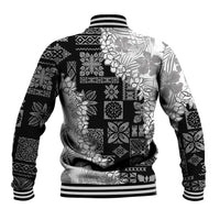 Hawaii Aloha Baseball Jacket White Quilt Patch Work Mix Plumeria Lei LT7 - Polynesian Pride
