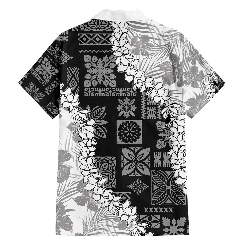 Hawaii Aloha Family Matching Off Shoulder Maxi Dress and Hawaiian Shirt White Quilt Patch Work Mix Plumeria Lei LT7 - Polynesian Pride