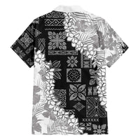 Hawaii Aloha Family Matching Off Shoulder Short Dress and Hawaiian Shirt White Quilt Patch Work Mix Plumeria Lei LT7 - Polynesian Pride