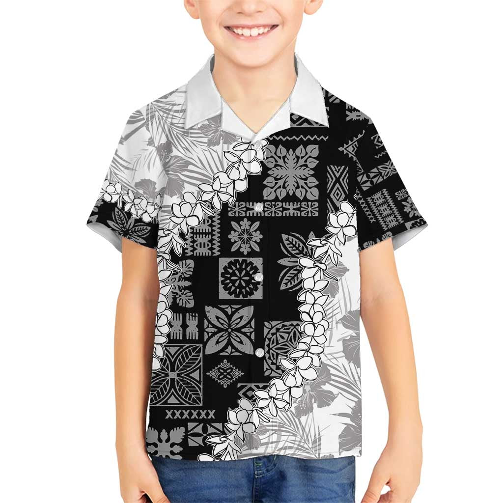 Hawaii Aloha Family Matching Summer Maxi Dress and Hawaiian Shirt White Quilt Patch Work Mix Plumeria Lei LT7 Son's Shirt White - Polynesian Pride