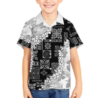Hawaii Aloha Family Matching Summer Maxi Dress and Hawaiian Shirt White Quilt Patch Work Mix Plumeria Lei LT7 Son's Shirt White - Polynesian Pride