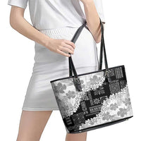 Hawaii Aloha Leather Tote Bag White Quilt Patch Work Mix Plumeria Lei LT7 - Polynesian Pride