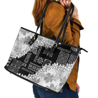 Hawaii Aloha Leather Tote Bag White Quilt Patch Work Mix Plumeria Lei LT7 - Polynesian Pride