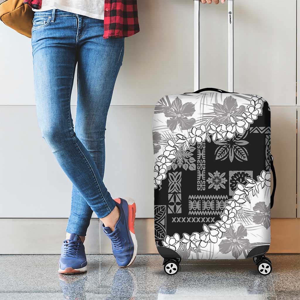Hawaii Aloha Luggage Cover White Quilt Patch Work Mix Plumeria Lei