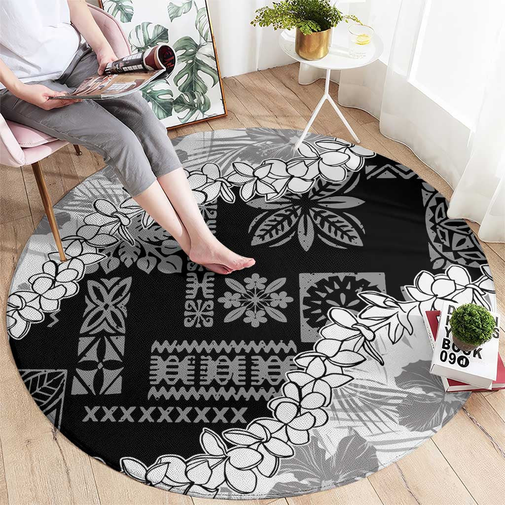 Hawaii Aloha Round Carpet White Quilt Patch Work Mix Plumeria Lei LT7 - Polynesian Pride