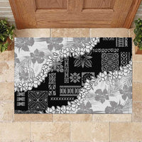 Hawaii Aloha Rubber Doormat White Quilt Patch Work Mix Plumeria Lei LT7 White - Polynesian Pride