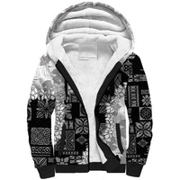 Hawaii Aloha Sherpa Hoodie White Quilt Patch Work Mix Plumeria Lei LT7 Unisex White - Polynesian Pride