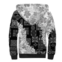Hawaii Aloha Sherpa Hoodie White Quilt Patch Work Mix Plumeria Lei LT7 - Polynesian Pride