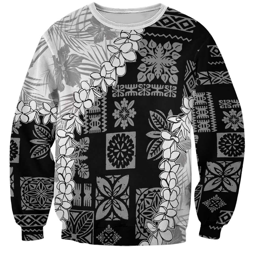 Hawaii Aloha Sweatshirt White Quilt Patch Work Mix Plumeria Lei LT7 Unisex White - Polynesian Pride