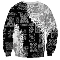 Hawaii Aloha Sweatshirt White Quilt Patch Work Mix Plumeria Lei LT7 - Polynesian Pride