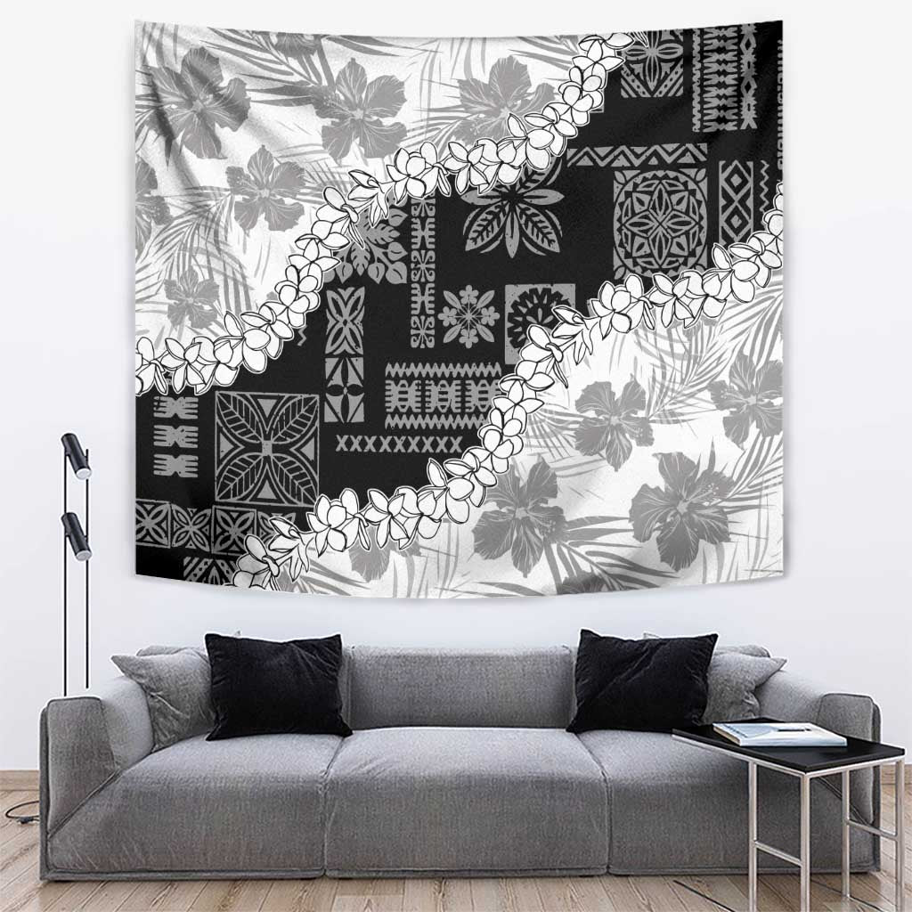 Hawaii Aloha Tapestry White Quilt Patch Work Mix Plumeria Lei LT7 White - Polynesian Pride