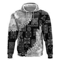 Hawaii Aloha Zip Hoodie White Quilt Patch Work Mix Plumeria Lei LT7 Pullover Hoodie White - Polynesian Pride