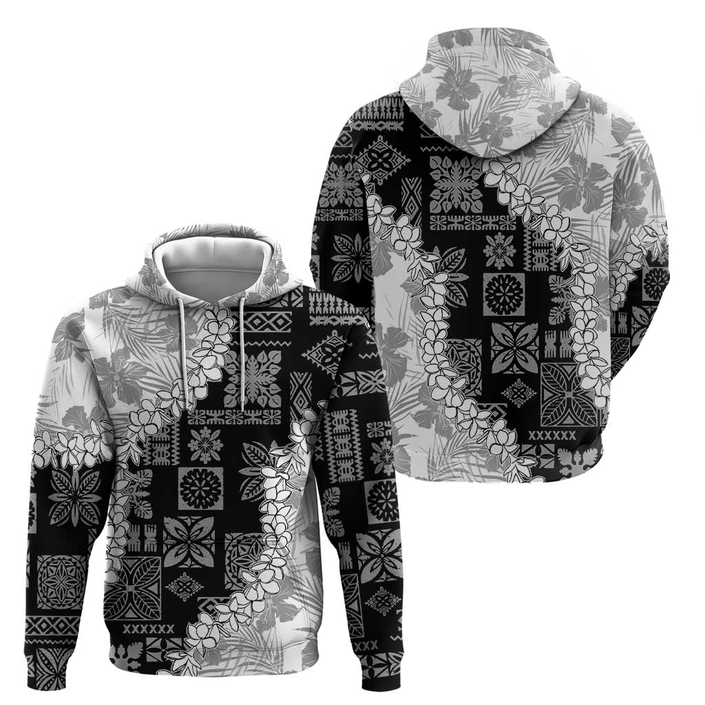 Hawaii Aloha Zip Hoodie White Quilt Patch Work Mix Plumeria Lei LT7 - Polynesian Pride