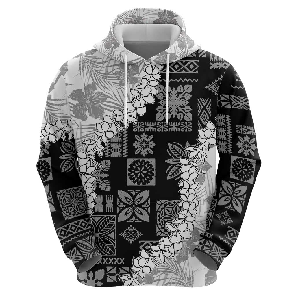 Hawaii Aloha Zip Hoodie White Quilt Patch Work Mix Plumeria Lei LT7 - Polynesian Pride