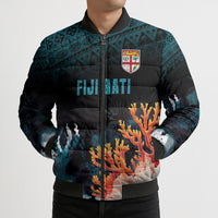 Fiji Bati Rugby Custom Viti Masi Bomber Puffer Jacket Coral Motifs LT7 - Polynesian Pride