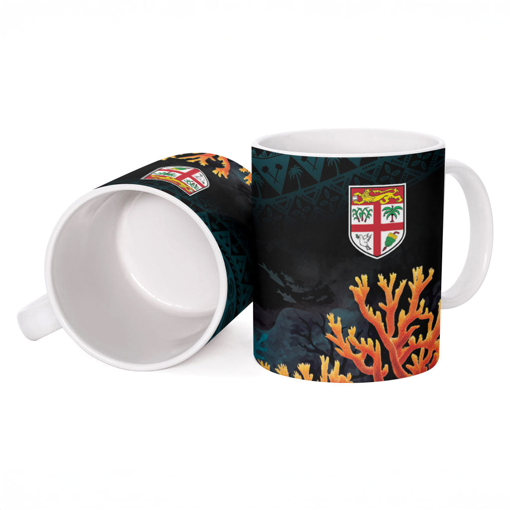 Fiji Bati Rugby Viti Masi Ceramic Mug Coral Motifs LT7 - Polynesian Pride