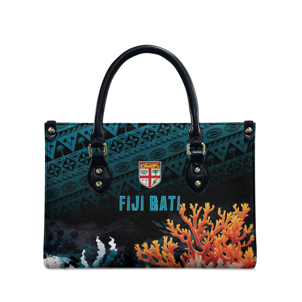 Fiji Bati Rugby Viti Masi Leather Bag Coral Motifs LT7 - Polynesian Pride