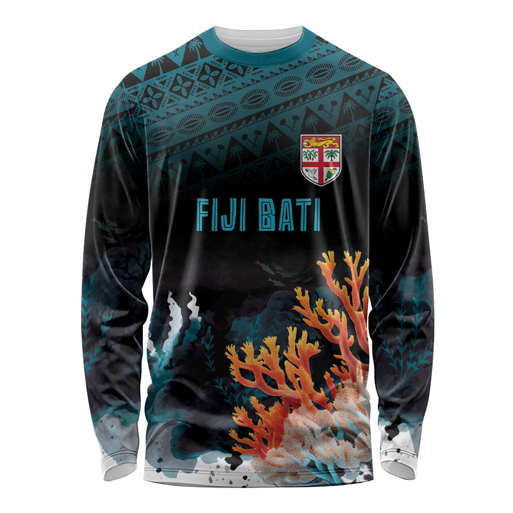 Fiji Bati Rugby Custom Viti Masi Long Sleeve Shirt Coral Motifs
